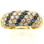 Vintage 0.90ct Diamond & 0.15ct Sapphire 18K Yellow Gold Pave Set Ring WN39-020