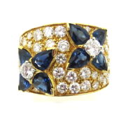 Vintage Somenzi 2.70ct DE/VS Diamond & 1.81ct Sapphire 18K Yellow Gold Ring WN39-023