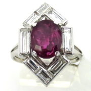JE Caldwell 3.10ct Natural Untreated Ruby 1.40ct Diamond Platinum Ring AGL Certified WN40-016