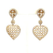 Estate Boucheron 9.0ct Diamond & 18K Yellow Gold Heart Drop Earrings ZC17-006