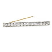 Art Deco JE Caldwell1 & Co 3.75ct DE/VS European Cut Diamond  Platinum & Gold Bar Pin WN42-02