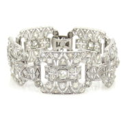 Vintage 12.50ct Old Mine Cut Diamond & Platinum Filigree Decorated Wide Bracelet SM24-007