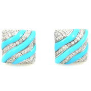 Fine Ambrosi 2.75ct Diamond & Turquoise 18K White Gold Cufflinks WN41-011