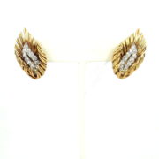 Fine Boucheron 1.0ct Diamond 18K White & Yellow Gold Leaf  Design Earrings WN41-012