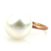 Estate 15mm South Seas Cultured Pearl & 14K Pink Gold Ring Size 4.5 WN42-017