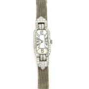 Rare 1925 2.0ct Old Cut Diamond Platinum & 18K Gold Mesh Lady’s  Watch WN42-021