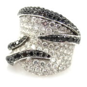 Vintage Italian 3.92ct White & Black Diamond 18K White Gold Ring  A&N 236-001