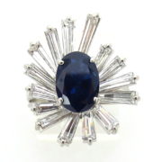 Vintage 1.40ct Sapphire & 3.0ct Diamond Platinum Ballerina Ring Size 6 ZC 19-003