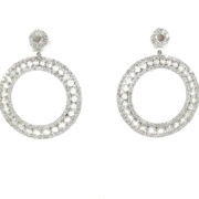 Fine 10.85ct Rose & Round Cut Diamond 18K White Gold Hoop Earrings AR 01-01-47