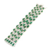 Rare 29.65ct Diamond & 44.90ct Colombian Emerald 18K White & Yellow Gold Bracelet AR 01-06-47