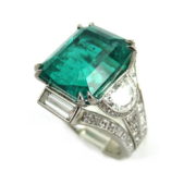 11.60ct Natural Untreated Colombian Emerald & 2.36ct Diamond Platinum Ring AR 02-04-47