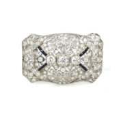 Antique Art Deco 5.10ct Old Cut Diamond & Platinum Filigree Decorated Brooch KN 22-03-47