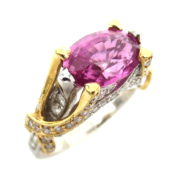 AGL Certified 5.0ct Pink Sapphire & 1.25ct Diamond 18K White & Yellow Gold Ring MH 16-05-47