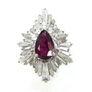 Vintage 2.50ct Pigeon Blood Burma Ruby & 6.50ct Diamond Platinum Ballerina Ring OA 38-01-47