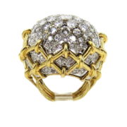 Vintage 6.0ct EF/VS Diamond Platinum & 18K Yellow Gold Dome Ring OA 38-11-47