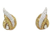 Vintage 11.20ct White & Intense Yellow Diamond Platinum & 18K Gold Earrings OA 39-05-47