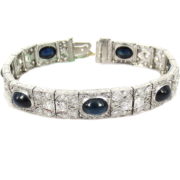 Antique Art Deco 4.50ct Diamond & 10.0ct Natural Sapphire Platinum Decorated Bracelet DB 10-05-DE