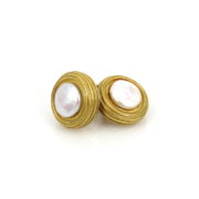 Estate C Walling Pearl & 18K Yellow Gold Satin Finished Earrings SM 40-09-DE