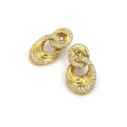 Vintage 6.92ct Diamond & 18K Yellow Gold Dangling Drop Earrings SM 40-08-DE