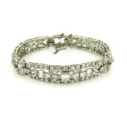 Antique Art Deco 15.50ct Diamond & Platinum Decorated Geometric Bracelet DK 10-14-47