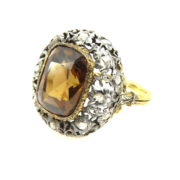 Antique Mario Buccellati 4.0ct Zircon & 0.25ct Diamond 18K White & Yellow Gold Ring OA 47-06-47