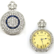 Antique Tiffany & Co. 6.50ct Diamond 0.75ct Sapphire Platinum Pocket Watch DK 8-05-47