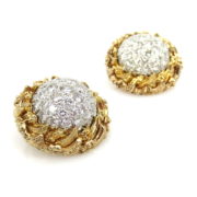 Vintage 7.0ct Diamond & 18K Yellow Gold Decorated Circle Earrings DK 7-001-47