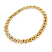 Vintage Boucheron 3.50ct Diamond & 18K Yellow Gold Wave Necklace DK 08-11-47