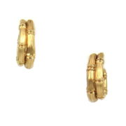 Vintage Cartier 18K Yellow Gold Double Bamboo Link Hoop Earrings DK 08-06-47