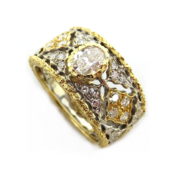 Vintage Mario Buccellati 1.15ct Diamond 18K White & Yellow Gold Handmade Band Size 6.75 DK 7-012-47