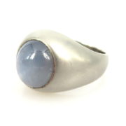 Vintage 6.0ct Star Sapphire 14K White Gold Satin Finished Ring SM 45-03-47