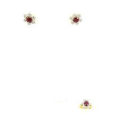 Vintage 4.0ct Ruby & 1.65ct Diamond 18K Yellow Gold Star Ring & Earrings Set SM 45-06-47