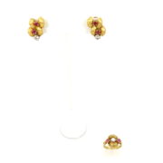 Vintage 0.80ct Ruby 0.60ct Diamond 18K White & Yellow Gold Ring & Earrings Set SM 45-05-47