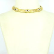 Vintage Italy 0.60ct Diamond 14K Yellow Gold Goose Neck Necklace Choker SM 46-3-47