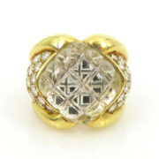 Vintage 2.50ct Diamonds & Rock Crystal Quartz 18K Yellow Gold Ring SM 44-06-47