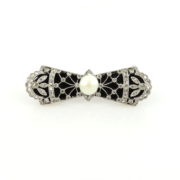 Antique French 1.0ct Diamond Natural Button Pearl & Velvet Platinum Brooch Pin SM 44-07-47