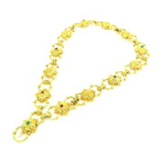 Vintage 3.5ct Emerald Ruby & Sapphire 14K Yellow Gold Decorated Necklace OA 48-07-47