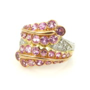 Vintage 3.0ct Pink Sapphire & 0.18ct Diamond Platinum & 18K Rose Gold Ring ED 37-11-47
