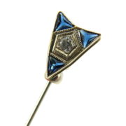 Antique Art Deco 0.30ct Sapphire & 0.10ct Diamond 18K White Gold Pin ED 37-21-47