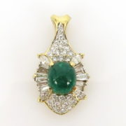 Vintage 5.35ct Colombian Emerald &3.10ct Diamond 18K Yellow Gold Pendant WN 59-03-47