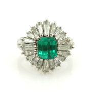 Vintage 0.80ct Colombian Emerald & 1.25ct Diamond Platinum Ballerina Ring WN 59-07-47