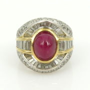 Vintage 5.93ct Natural Ruby & 2.56ct Diamond Platinum & 18K Gold Ring WN 59-08-47