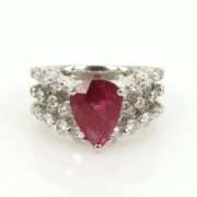 Vintage 3.28ct Intense Red Mogok Ruby & 1.56ct Diamond Platinum Ring WN 59-09-47