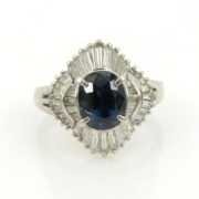 Vintage 2.18ct Sapphire & 1.07ct Diamond Platinum Cocktail Ring WN 59-11-47