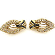 Vintage 3.0ct Diamond & 1.0ct Sapphire 14K Yellow Gold Earrings SM 48-02-DE