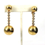Estate de Grisogono 1.50ct DE/VVS Diamond & 18K Yellow Gold Ball Drop Earrings OA 50-02-Emi