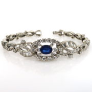 Vintage 7.0ct Fancy Cut Diamond & 1.50ct Sapphire Platinum Bracelet MH 18-03-DE