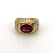 Vintage 3.0ct Ruby & 5.0ct Diamond 18K Yellow Gold Dome Ring MH 18-04-DE
