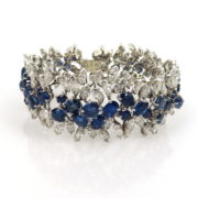 Vintage 20.0ct Diamond & 20.0ct Royal Blue Sapphire Handmade Platinum Bracelet MH 18-06-DE