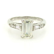 GIA Certified 1.11ct Emerald Cut Diamond Platinum Engagement Ring ED 38-1-47